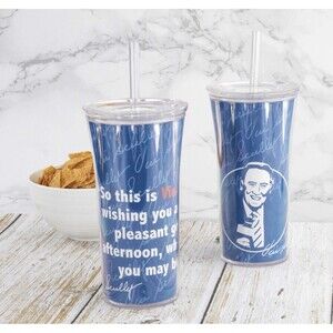 Zak Design Collectible Vin Scully Insulated Plastic Double Wall Cup Straw NEW